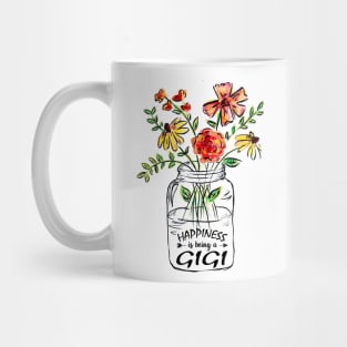 Womens Happiness Is Being A Gigi Shirt - Flower Art - Grandma Tee T-Shirt For Women Mug